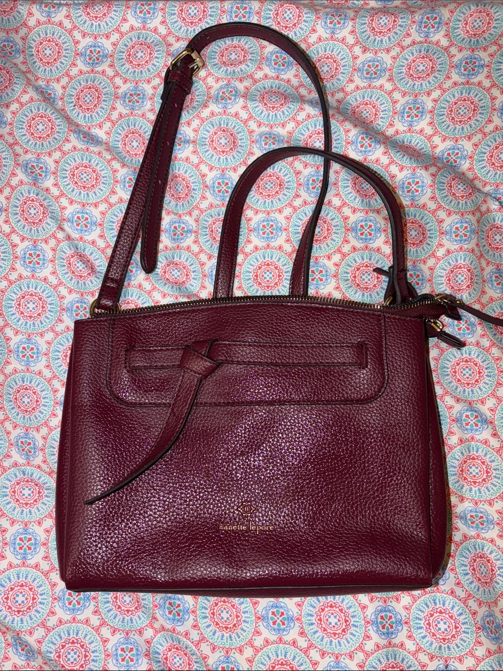 Nanette Lepore pebbled leather satchel - burgundy